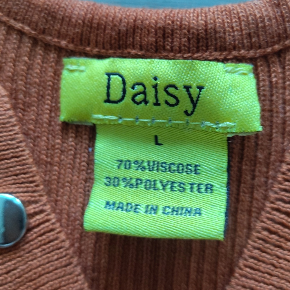 Daisy Rust Ribbed Tie-Front Crop Tank M - Picture 5 of 5